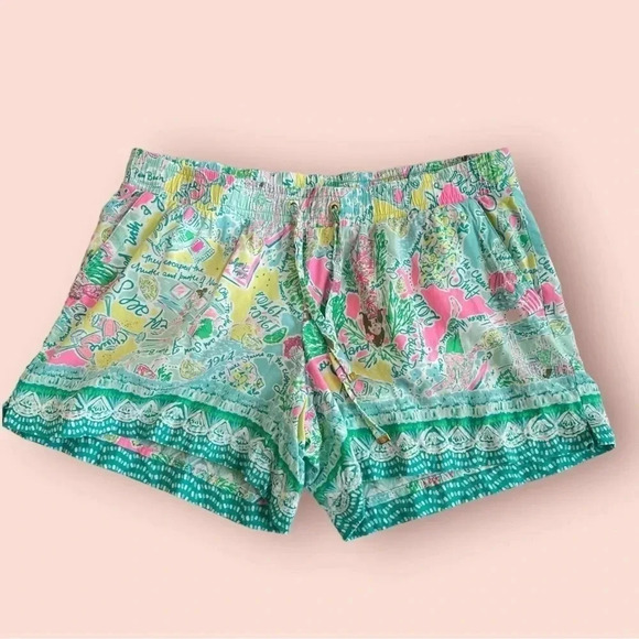 Lilly Pulitzer draw string Palm Beach Rayon Shorts - Picture 1 of 7